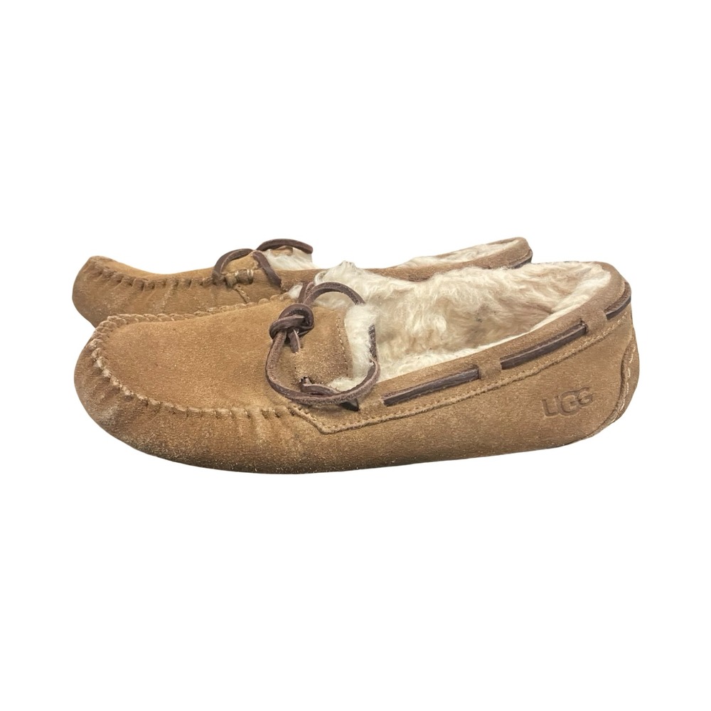 UGG Dakota Chestnut Suede Moccasin Slippers 1107949 Womens 7 lined cozy warm - Picture 4 of 7